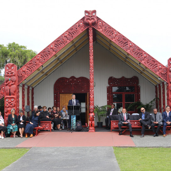 People at Takapūwāhia Marae in Porirua